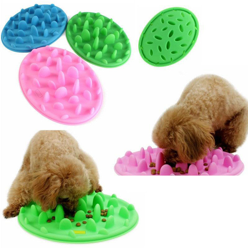 KFX-3200957 Silicone Pet Feeding Bowl for Slower Eating - Anti-Choke Design in Blue, Pink, Green
