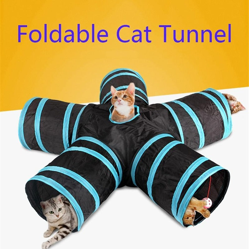 KFX-3336893 Foldable Multi-Channel Pet Tunnel for Cats and Dogs - Indoor Play Tent for Small Pets