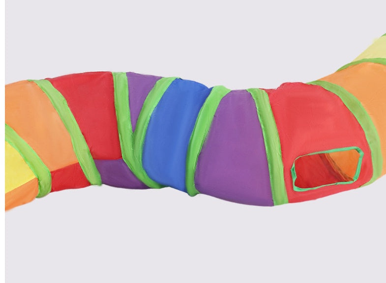 KFX-3369661 Rainbow S-shaped Collapsible Cat Tunnel - Eco-friendly Durable Fabric, Foldable Cat Toy