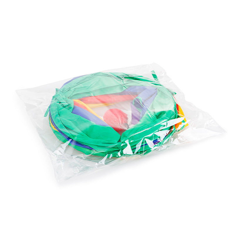 KFX-3533501 Rainbow Collapsible Cat Tunnel - Polyester Pet Play Channel for Training and Comfort