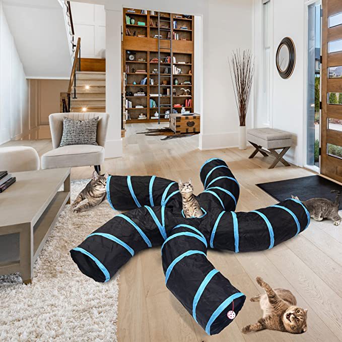 KFX-3893949 Creative Tree Pattern Cat Tunnel - 150cm Polyester Cloth with Three Channels for Cats and Dogs