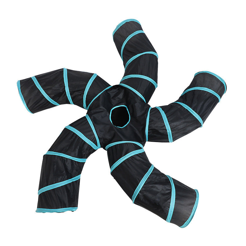KFX-3893949 Creative Tree Pattern Cat Tunnel - 150cm Polyester Cloth with Three Channels for Cats and Dogs