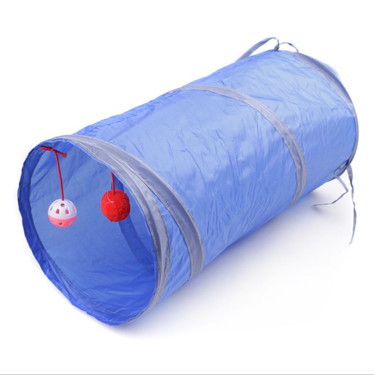 KFX-4057789 Collapsible Two-Way Cat Tunnel with Polyester Fabric for Pet Playtime