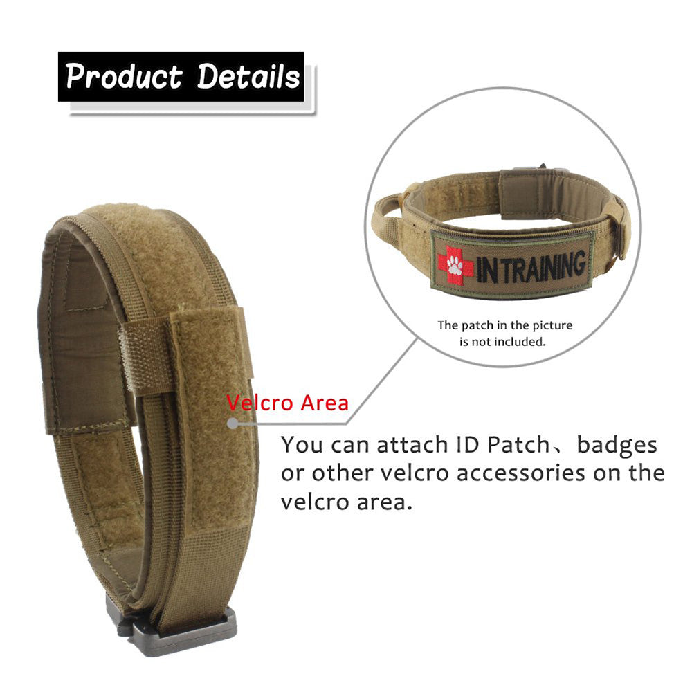 KFX-4862397 Durable Tactical Dog Collar with Velcro and Quick Release Buckle, Adjustable Nylon, Multiple Colors