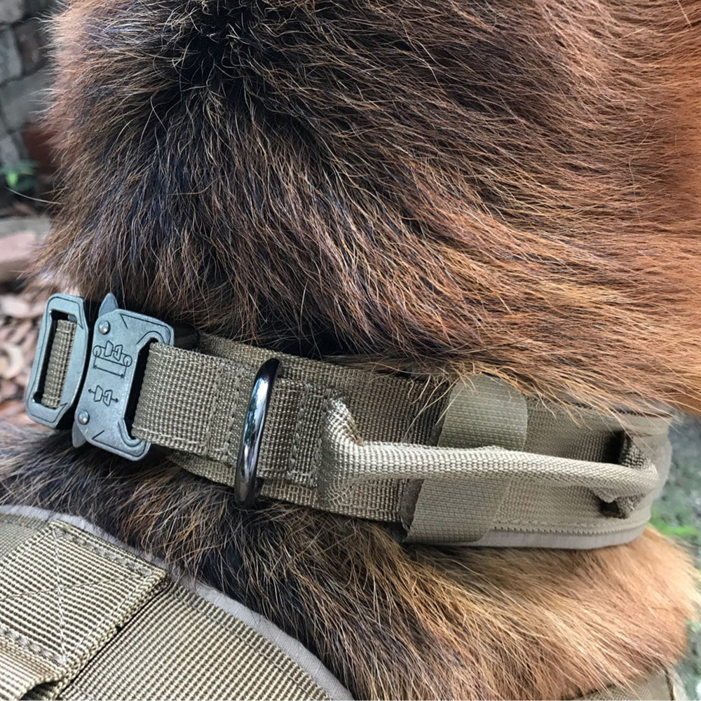 KFX-4862397 Durable Tactical Dog Collar with Velcro and Quick Release Buckle, Adjustable Nylon, Multiple Colors
