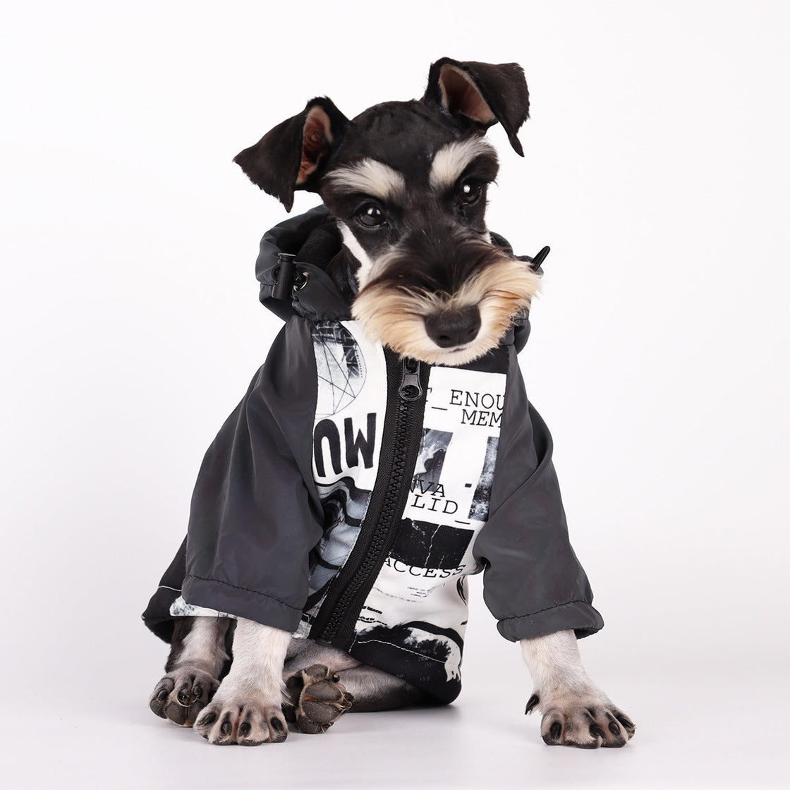 KFX-5940157 Reflective Dog Raincoat with Drawstring Hood and Colorful Sleeves, Polyester Material, Trendy Print, Available in Sizes XS-XXL
