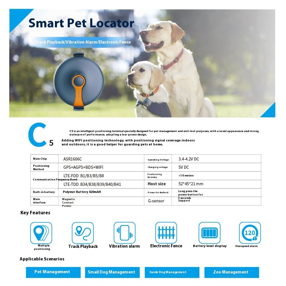 KFX-6679613 4G GPS Pet Tracker with Beidou Locator for Cats and Small Pets