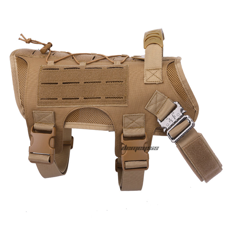 KFX-6742077 Tactical Nylon Dog Vest with MOLLE Structure and Traction Rope in Black, Brown, or Green