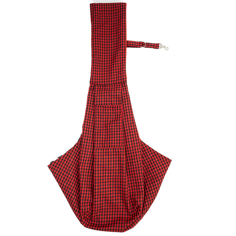 KFX-6921277 Foldable Portable Pet Backpack - Medium Soft Cotton Cat Carrier in Black and White or Red and Black Plaid