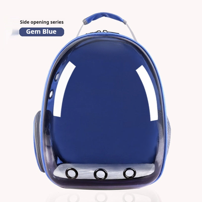 KFX-7052349 Transparent Panoramic Four Seasons Universal Pet Backpack with Side Opening - Breathable Design in Various Colors