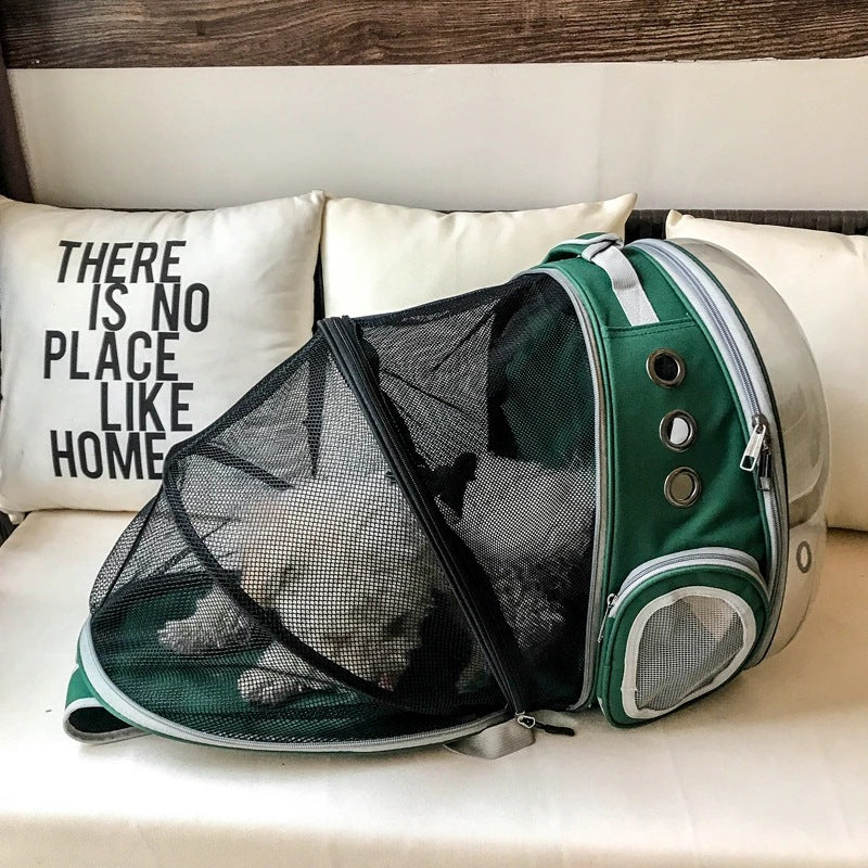 KFX-7085117 Breathable Transparent Cat Travel Backpack with Expansion for Pets Up to 12 kg