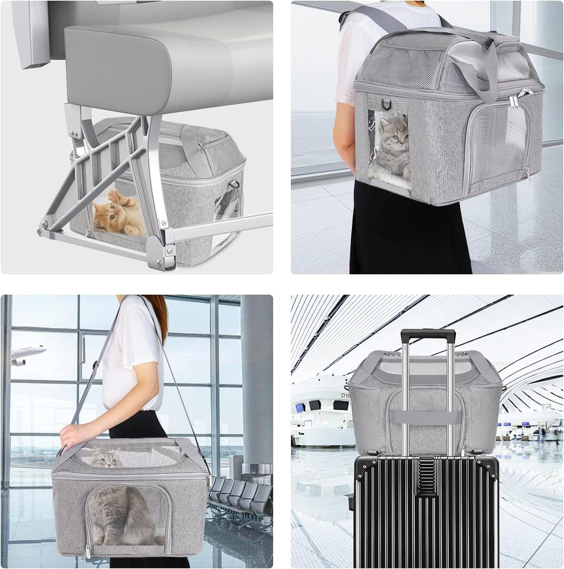 KFX-7281725 Breathable Portable Dog and Cat Backpack Carrier Bag with Stiff Base and Frame
