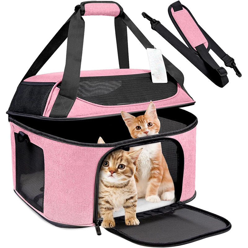 KFX-7281725 Breathable Portable Dog and Cat Backpack Carrier Bag with Stiff Base and Frame