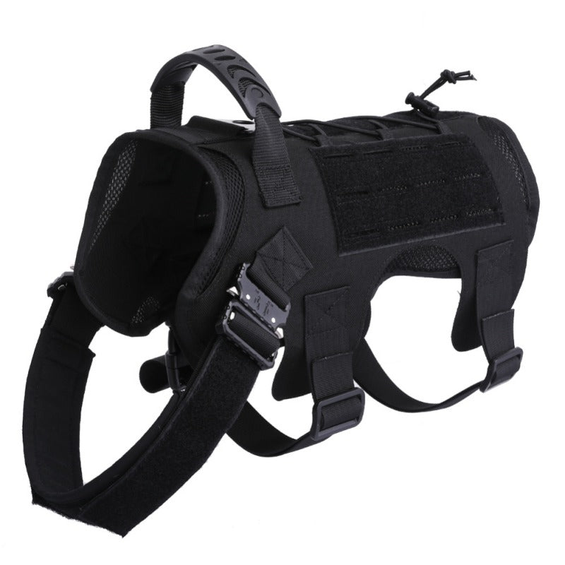 KFX-7393469 Tactical Dog Vest with Waterproof 1000D Nylon, Adjustable & Breathable Mesh, Molle System - Black/Brown
