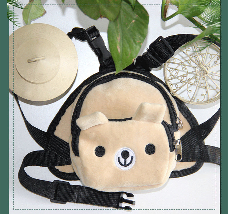 KFX-8231997 Adjustable Nylon Pet Backpack Harness for Small Dogs - Portable Cartoon Design with Snack Bag
