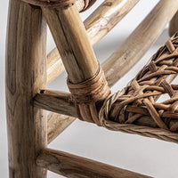 VTX-3151013 Rustic Organic Eco-Friendly Outdoor Lounge Chair Solid Teak Woven Rattan Seat Backrest Artisan Craft Weatherproof