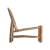VTX-3151013 Rustic Organic Eco-Friendly Outdoor Lounge Chair Solid Teak Woven Rattan Seat Backrest Artisan Craft Weatherproof