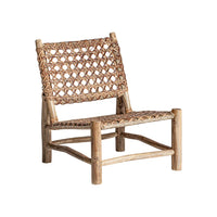 VTX-3151013 Rustic Organic Eco-Friendly Outdoor Lounge Chair Solid Teak Woven Rattan Seat Backrest Artisan Craft Weatherproof