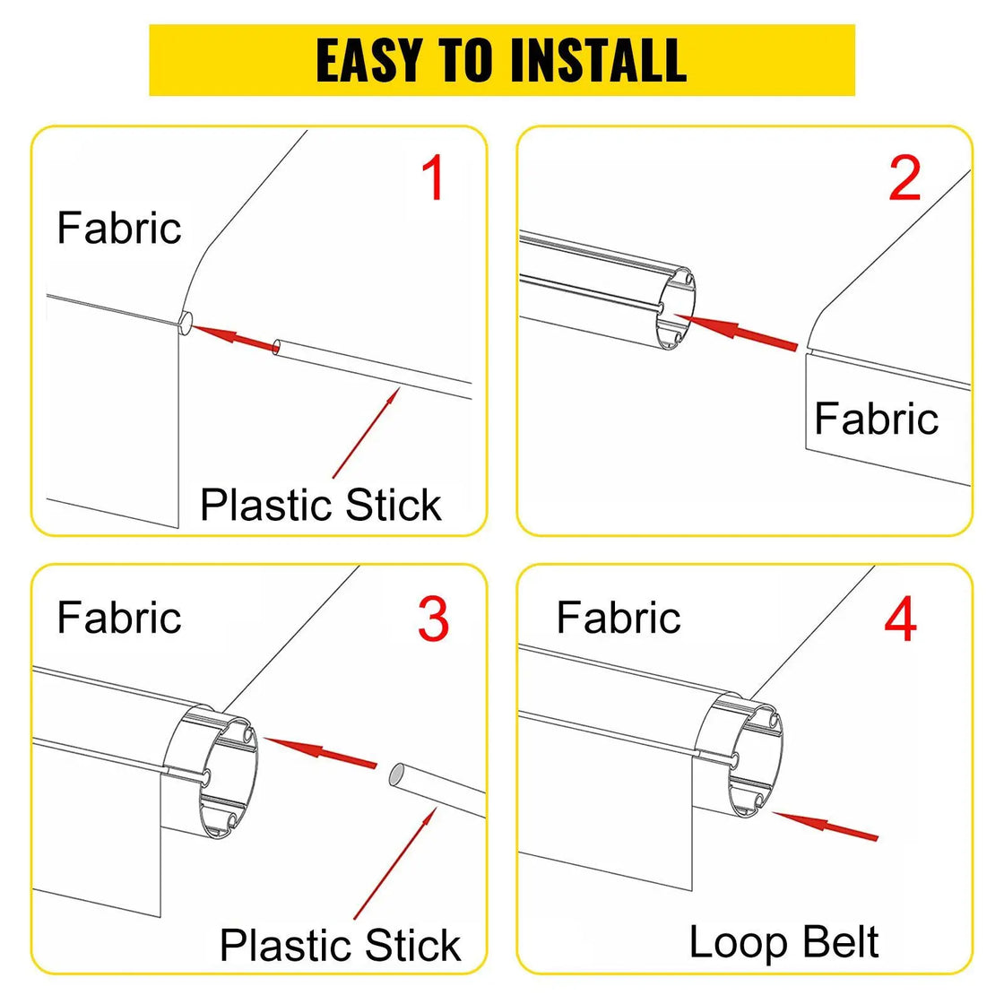 Durable 15oz Vinyl RV Awning 18" Canopy with Roller Tube for Manual Operation