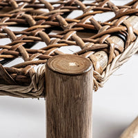 VTX-3151013 Rustic Organic Eco-Friendly Outdoor Lounge Chair Solid Teak Woven Rattan Seat Backrest Artisan Craft Weatherproof