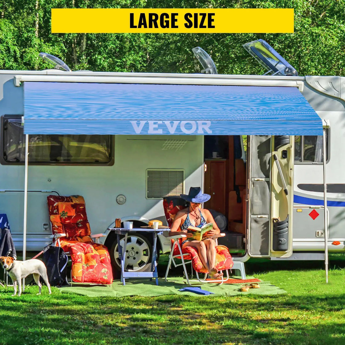 Durable 15oz Vinyl RV Awning 18" Canopy with Roller Tube for Manual Operation