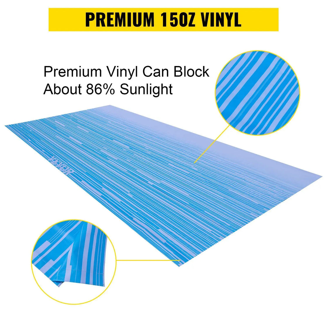 Durable 15oz Vinyl RV Awning 18" Canopy with Roller Tube for Manual Operation