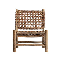VTX-3151013 Rustic Organic Eco-Friendly Outdoor Lounge Chair Solid Teak Woven Rattan Seat Backrest Artisan Craft Weatherproof