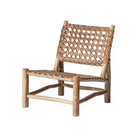 VTX-3151013 Rustic Organic Eco-Friendly Outdoor Lounge Chair Solid Teak Woven Rattan Seat Backrest Artisan Craft Weatherproof