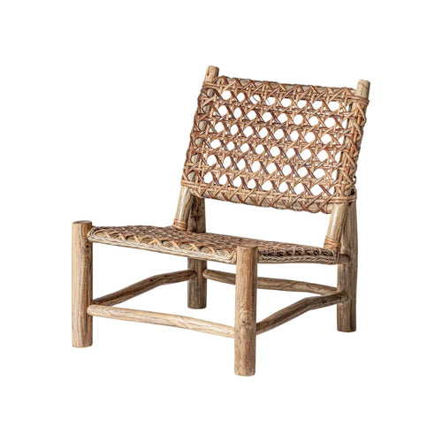 VTX-3151013 Rustic Organic Eco-Friendly Outdoor Lounge Chair Solid Teak Woven Rattan Seat Backrest Artisan Craft Weatherproof