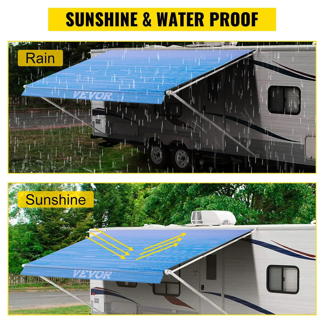 Durable 15oz Vinyl RV Awning 18" Canopy with Roller Tube for Manual Operation