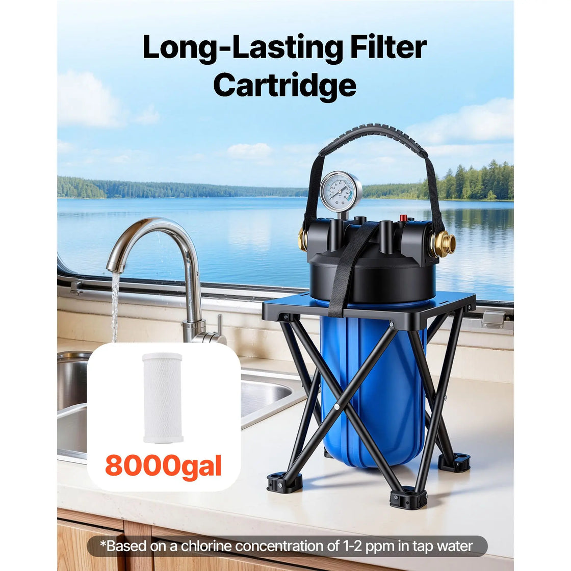 Premium 0.5 Micron RV Water Filter System with Cartridge Mounting Bracket, Model D0100XF0A77