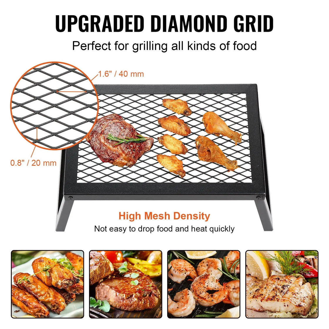 18 Inch Steel Folding Campfire Grill with Carrying Bag for Outdoor Cooking, Model D0100HAM70G