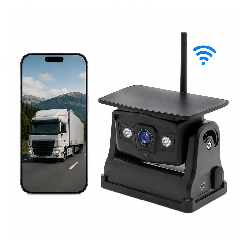 Wireless Solar Panel Observation Camera for Truck Trailer RV, 1080P, Waterproof, Magnetic Mount, 100M WiFi Transmission