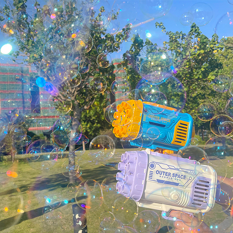 Automatic Bubble Blower with 69 Holes and Light for Kids