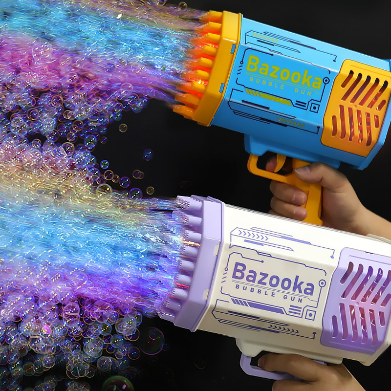 Automatic Bubble Blower with 69 Holes and Light for Kids